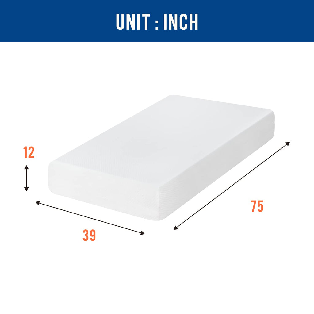 Gel Memory Foam Mattress | White | Bed in a Box,Pressure Relief, Cooling Ventilated Foam