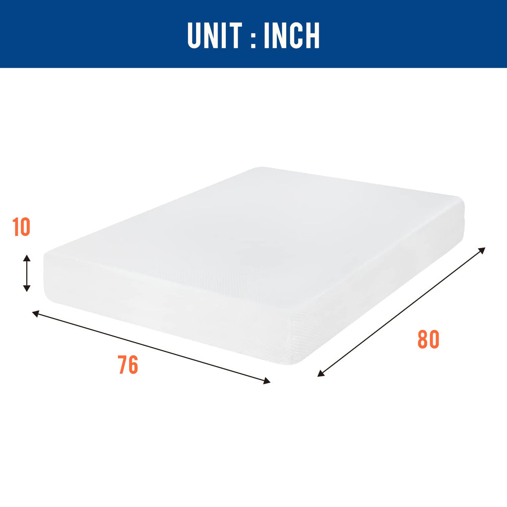 Gel Memory Foam Mattress | White | Bed in a Box,Pressure Relief, Cooling Ventilated Foam