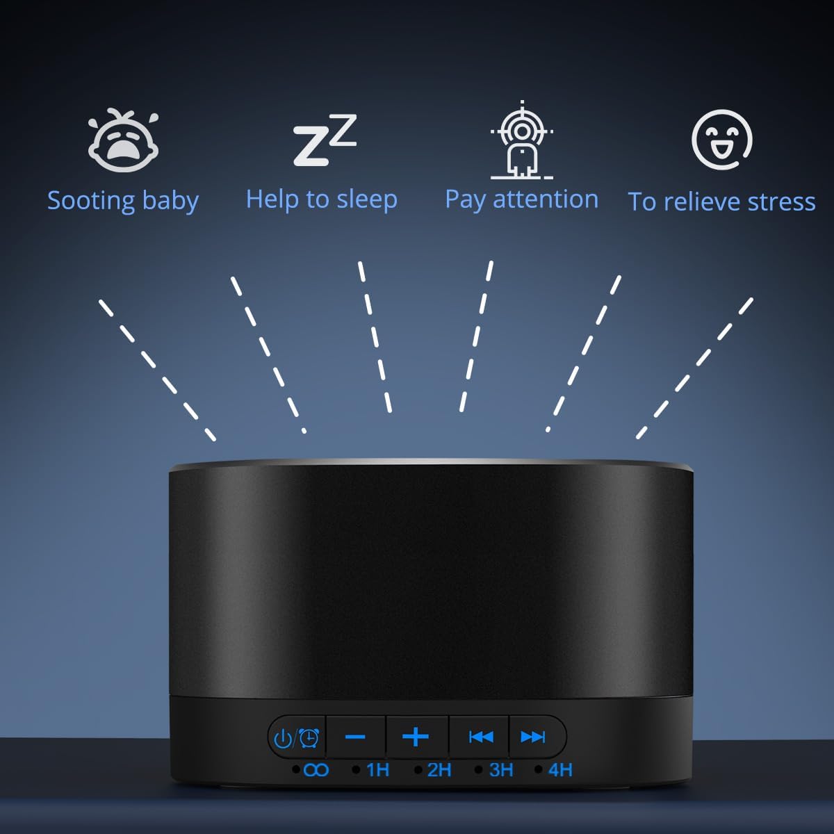 White Noise Machine with 20 Non Looping Natural Soothing Sounds Memory Function 32 Levels of Volume