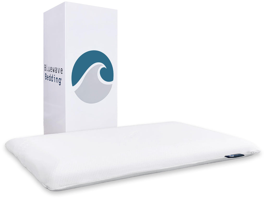 Bedding Ultra Slim Max Cool CarbonBlue Gel Memory Foam Pillow for Stomach and Back Sleepers
