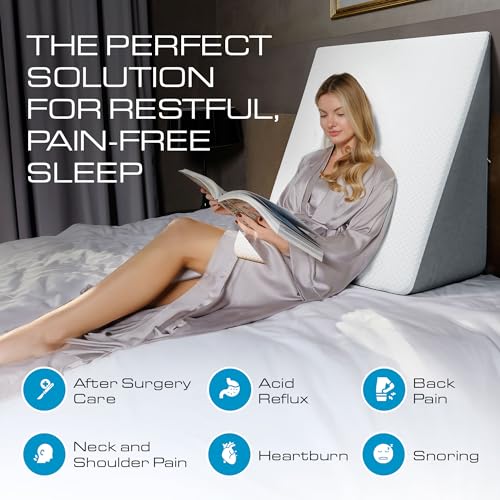 Kolbs Bed Wedge Pillow for Sleep Apnea, FSA Eligible Acid Reflux, and Back Pain Relief, with Chic Jacquard Cover - Headboard Wedges for Sleeping (Standard Width 7.5" Height)