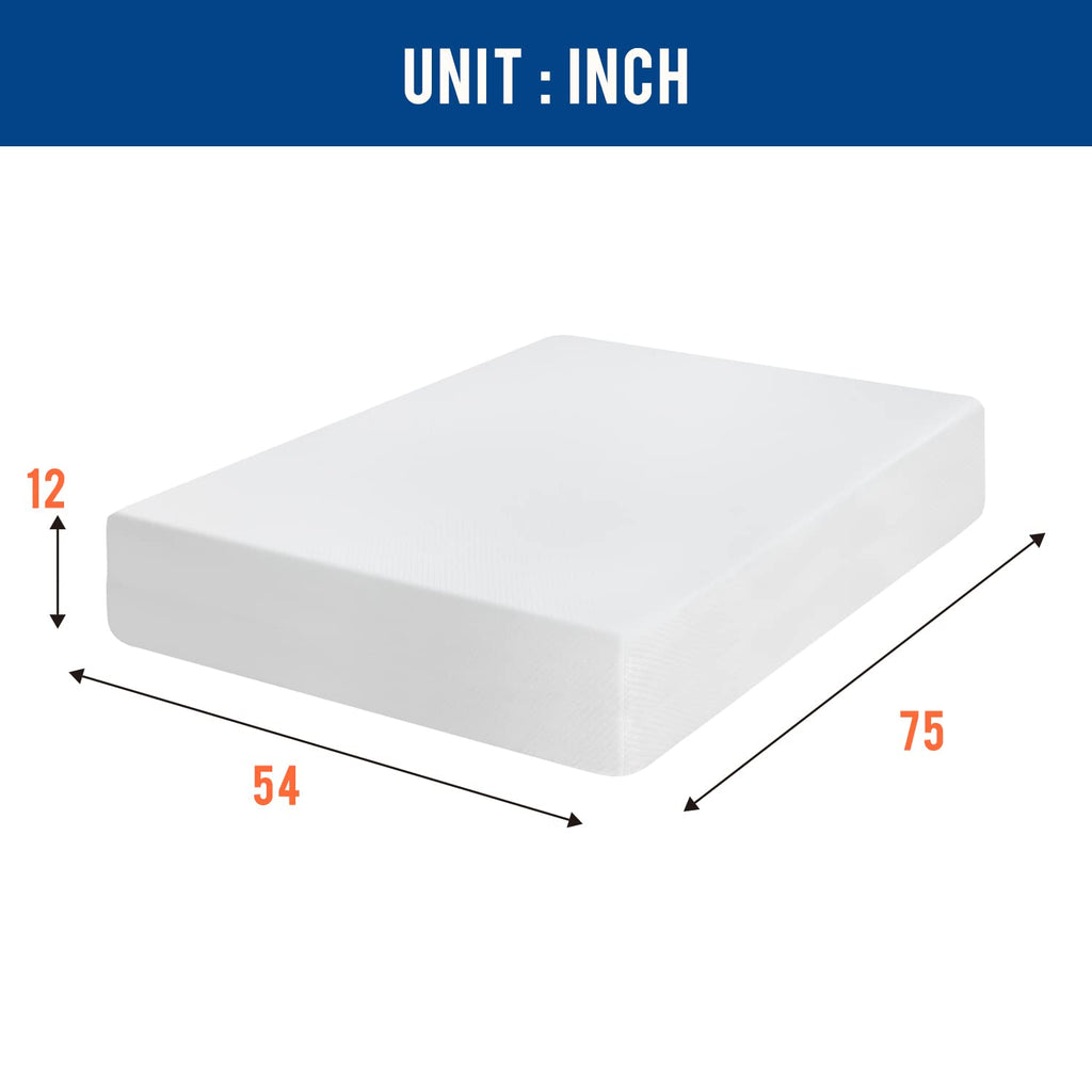 Gel Memory Foam Mattress | White | Bed in a Box,Pressure Relief, Cooling Ventilated Foam
