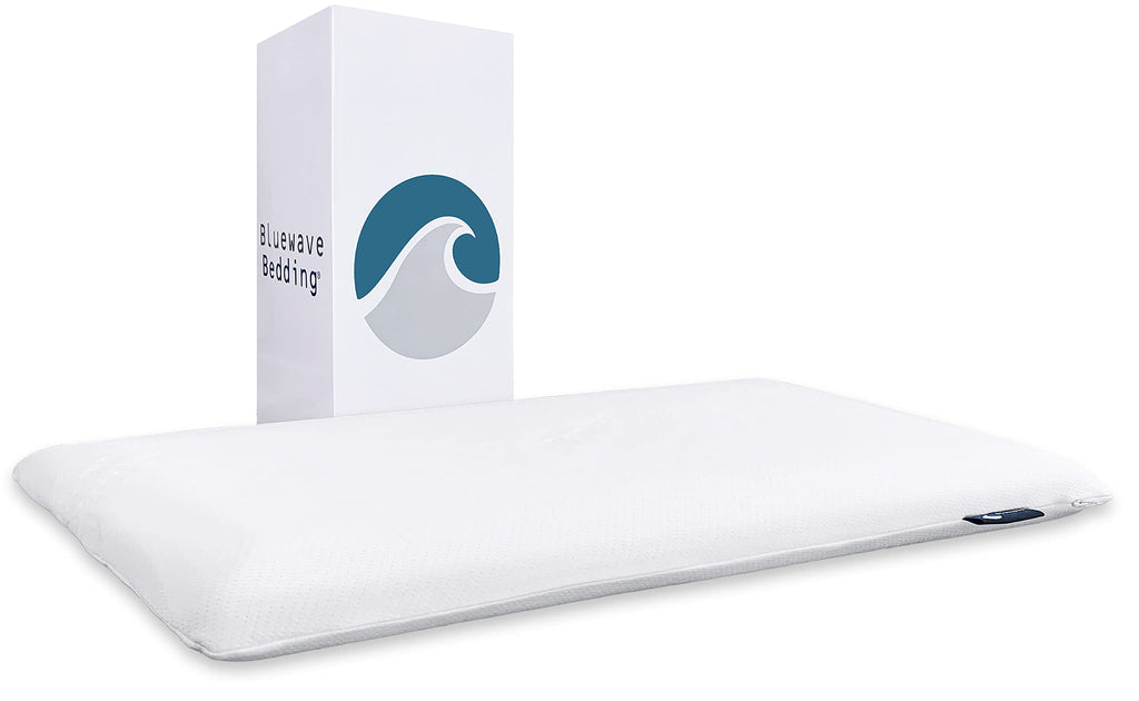Bedding Ultra Slim Max Cool CarbonBlue Gel Memory Foam Pillow for Stomach and Back Sleepers
