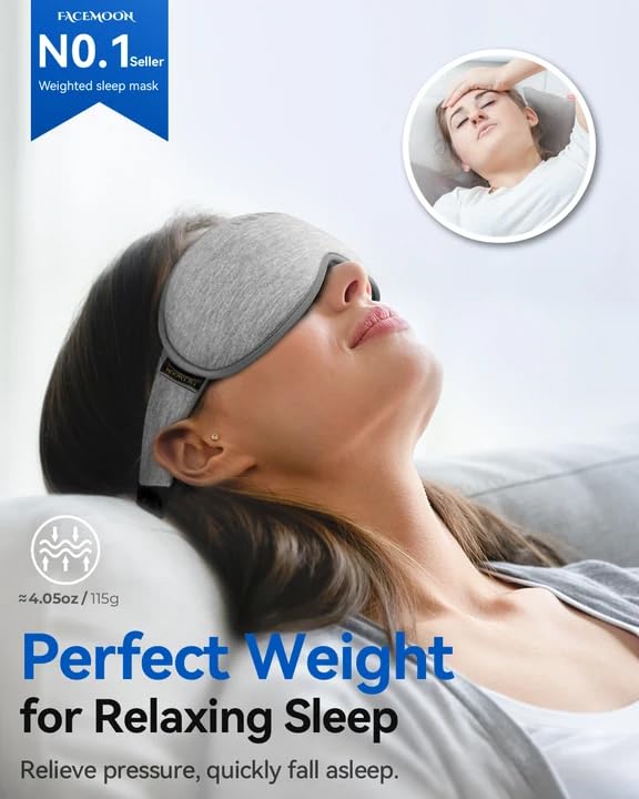 Weighted Eye Mask for Sleeping - 3D Blackout Sleep Mask for Women & Men