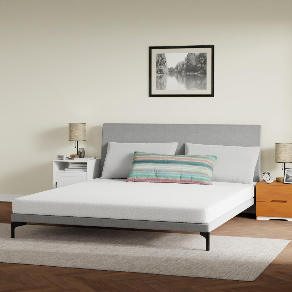 Gel Memory Foam Mattress | White | Bed in a Box,Pressure Relief, Cooling Ventilated Foam