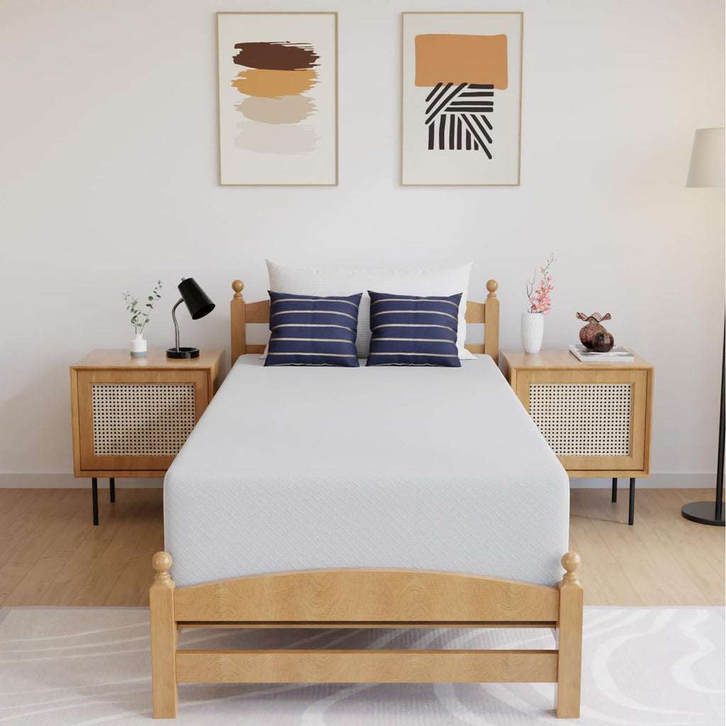 Gel Memory Foam Mattress | White | Bed in a Box,Pressure Relief, Cooling Ventilated Foam