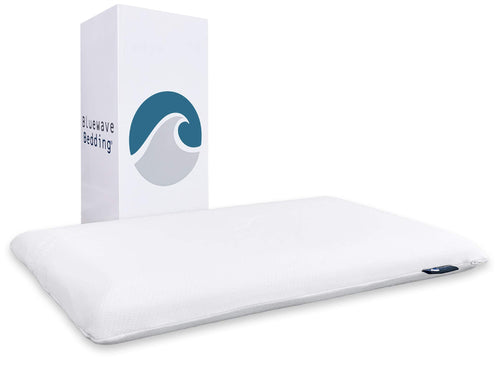 Bedding Ultra Slim Max Cool CarbonBlue Gel Memory Foam Pillow for Stomach and Back Sleepers