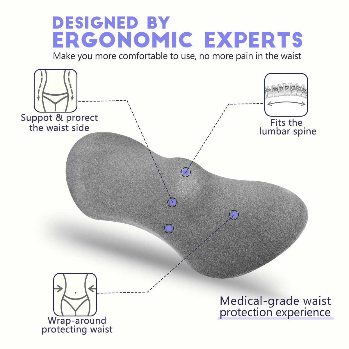 Support Pillow, Back Pillow for Low Back Pain Relief, Ergonomic