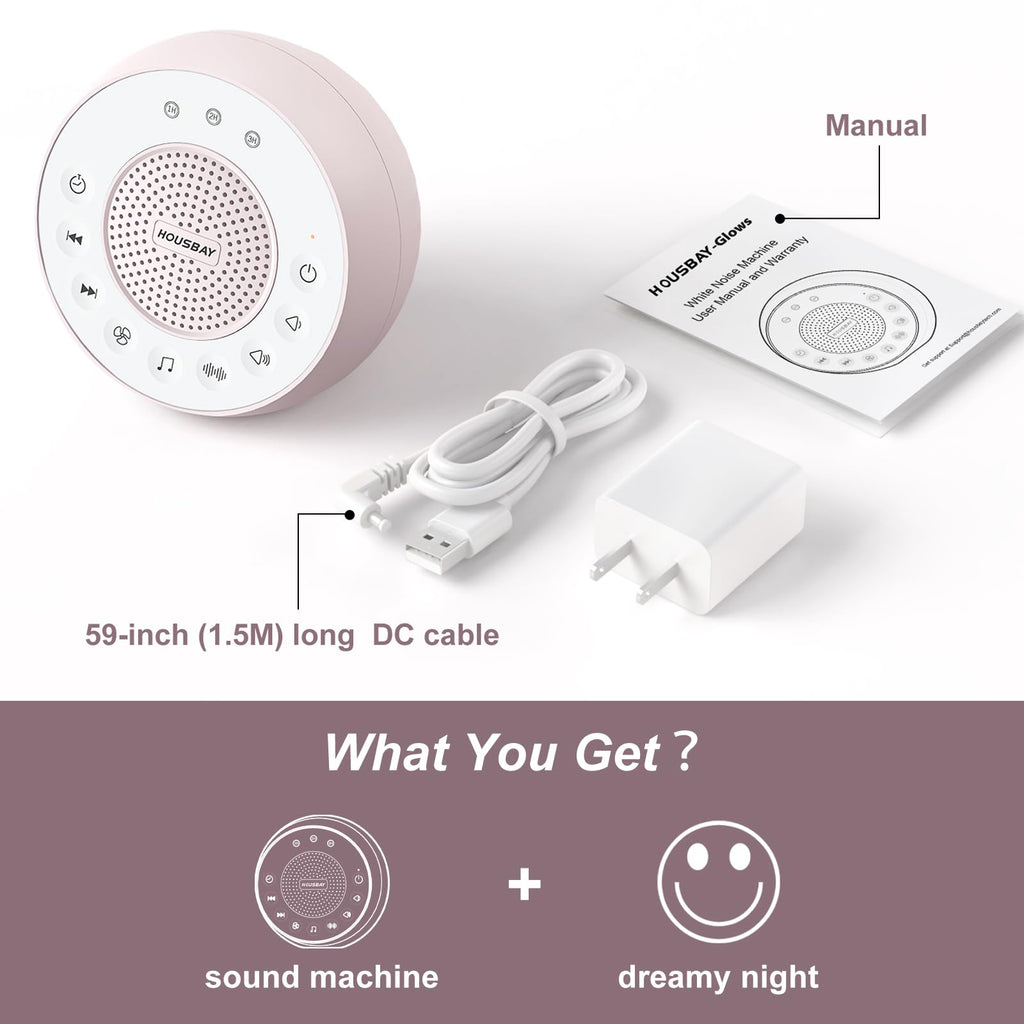 White Noise Machine with 31 Soothing Sounds, 5W Loud Stereo Sound, Auto-Off Timer, Adjustable Volume, Sleep Sound Machine