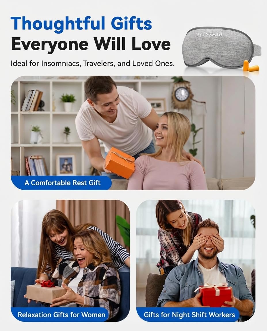 Weighted Eye Mask for Sleeping - 3D Blackout Sleep Mask for Women & Men