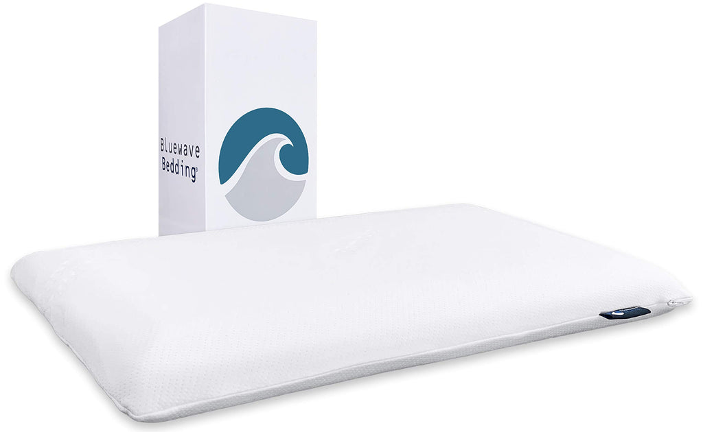 Bedding Ultra Slim Max Cool CarbonBlue Gel Memory Foam Pillow for Stomach and Back Sleepers