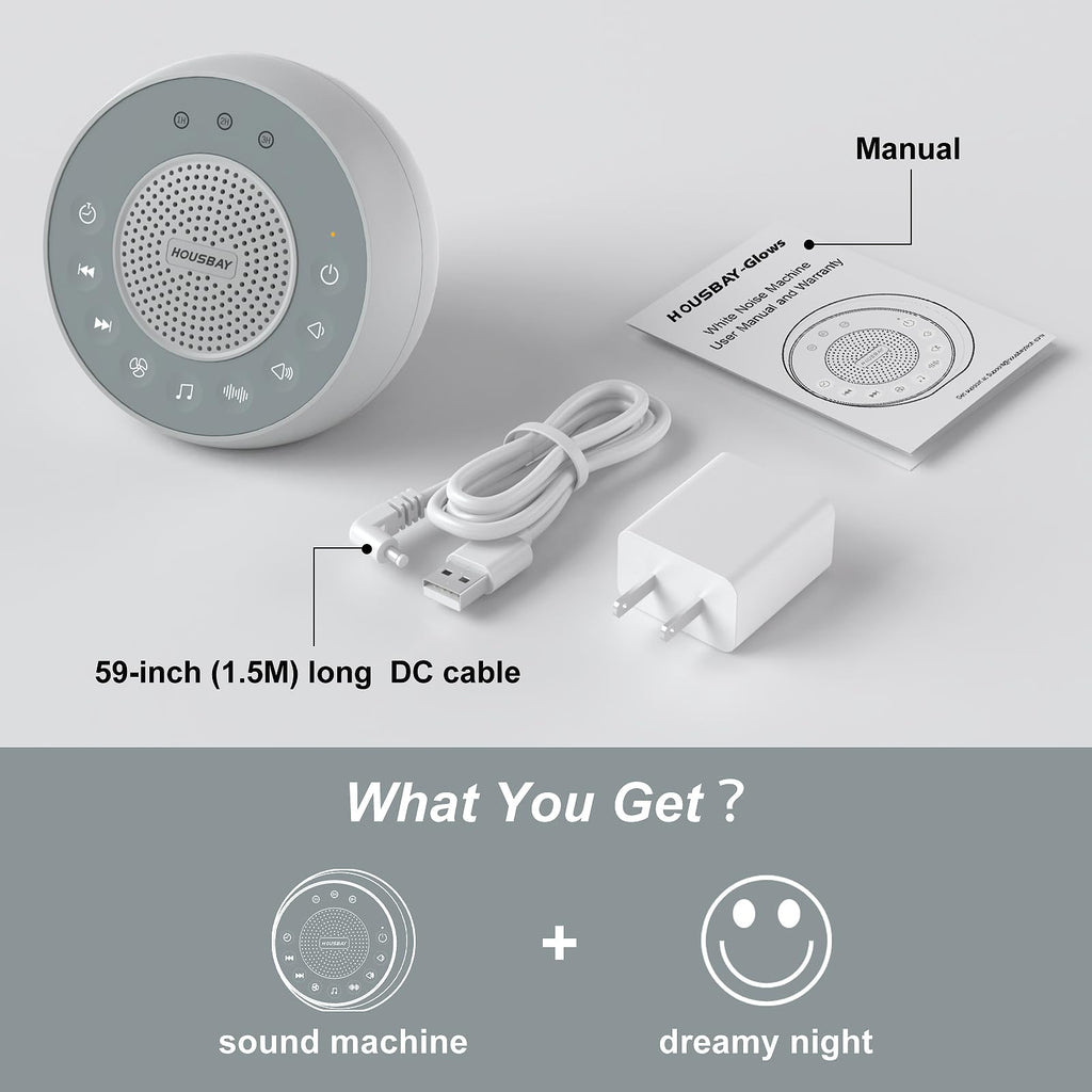 White Noise Machine with 31 Soothing Sounds, 5W Loud Stereo Sound, Auto-Off Timer, Adjustable Volume, Sleep Sound Machine
