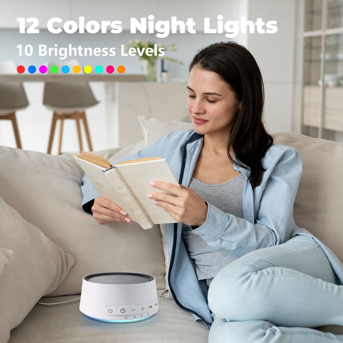Sound Machine Night Light White Noise Machine with 30 Soothing Sounds 12 Colors