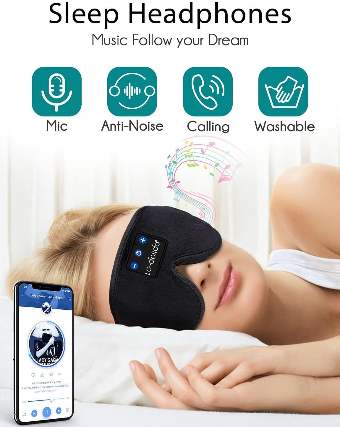 Sleep Headphones, 3D Sleep Mask Bluetooth Wireless Music Eye Mask