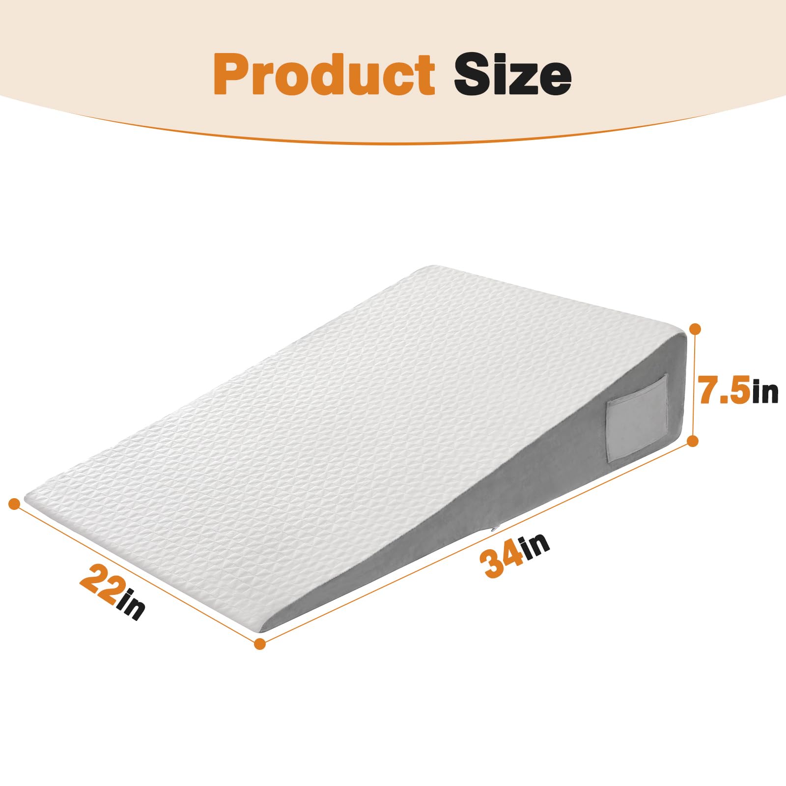 34" Extra-Long Wedge Pillow, Back & Arm Support, Bed Wedge