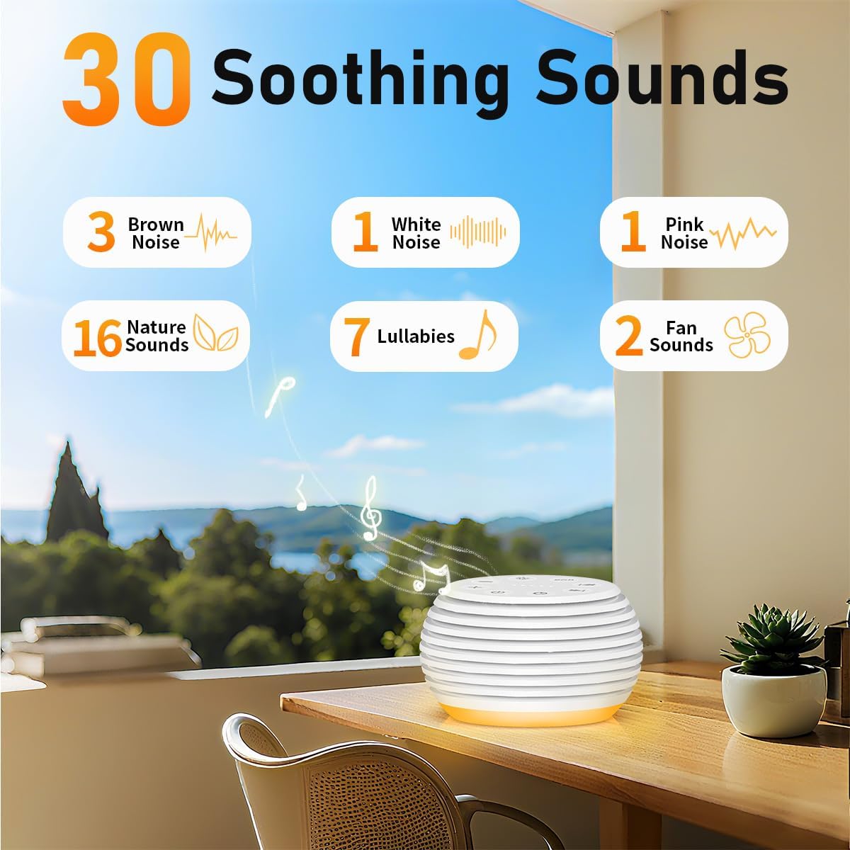 Portable Sound Machine White Noise Machine Sleep Machine with 30 Soothing Sounds