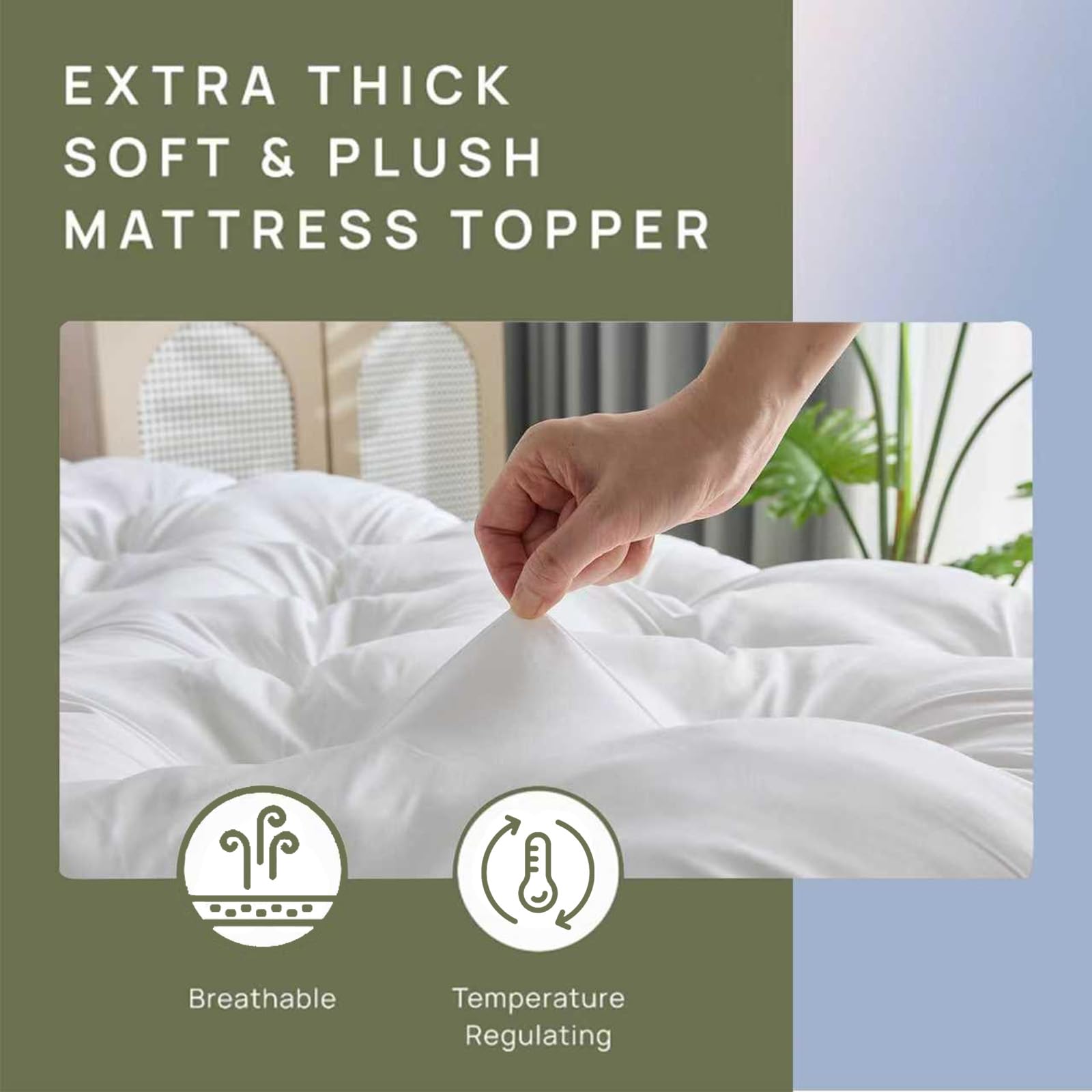 5 Inch Memory Foam Mattress Topper Full for Back Pain Relief, Extra Thick Gel Memory Foam Bed Topper