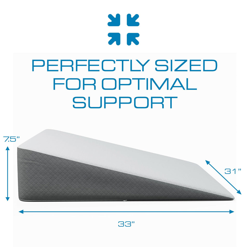 Kolbs Bed Wedge Pillow for Sleep Apnea, FSA Eligible Acid Reflux, and Back Pain Relief, with Chic Jacquard Cover - Headboard Wedges for Sleeping (Standard Width 7.5" Height)