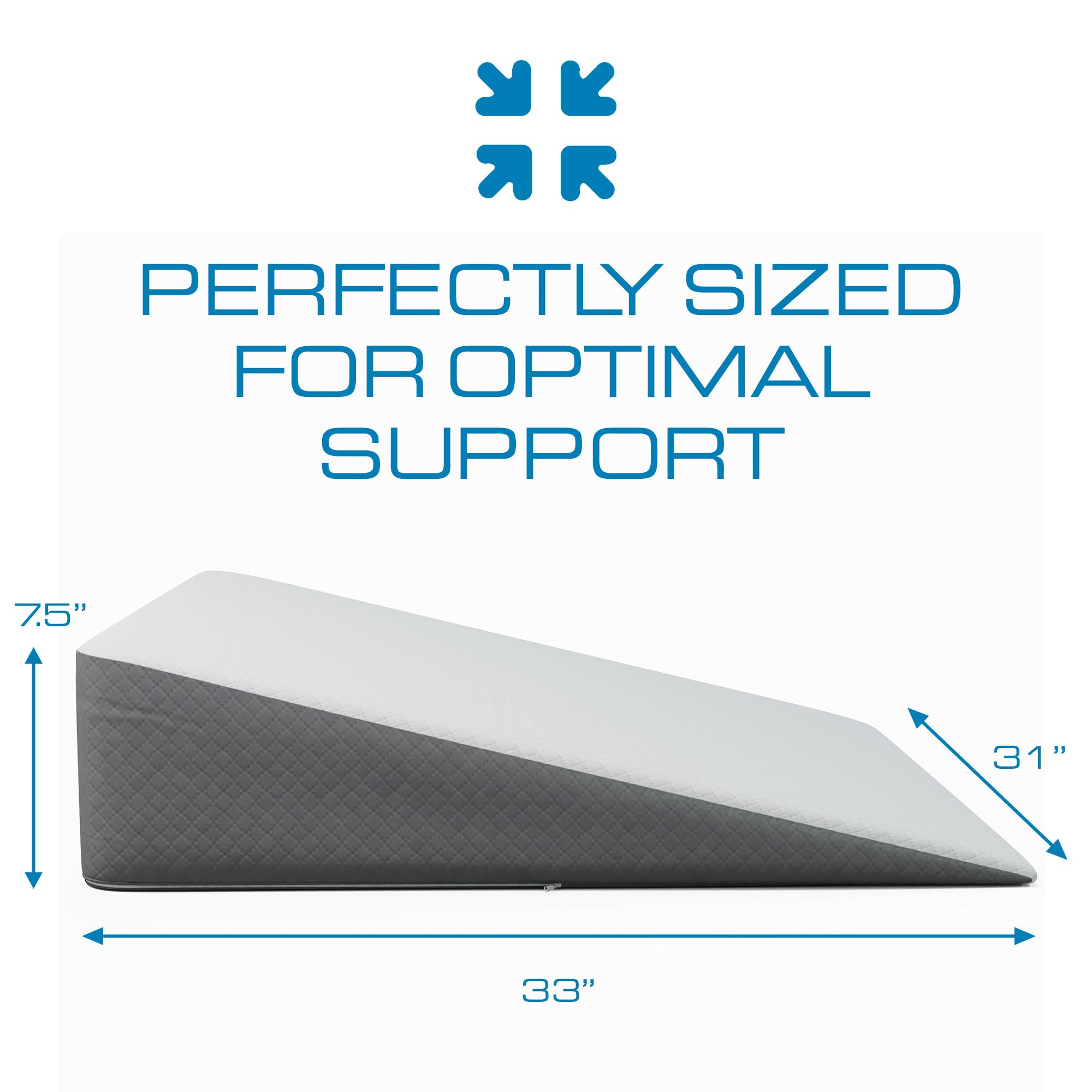 Kolbs Bed Wedge Pillow for Sleep Apnea, FSA Eligible Acid Reflux, and Back Pain Relief, with Chic Jacquard Cover - Headboard Wedges for Sleeping (Standard Width 7.5" Height)
