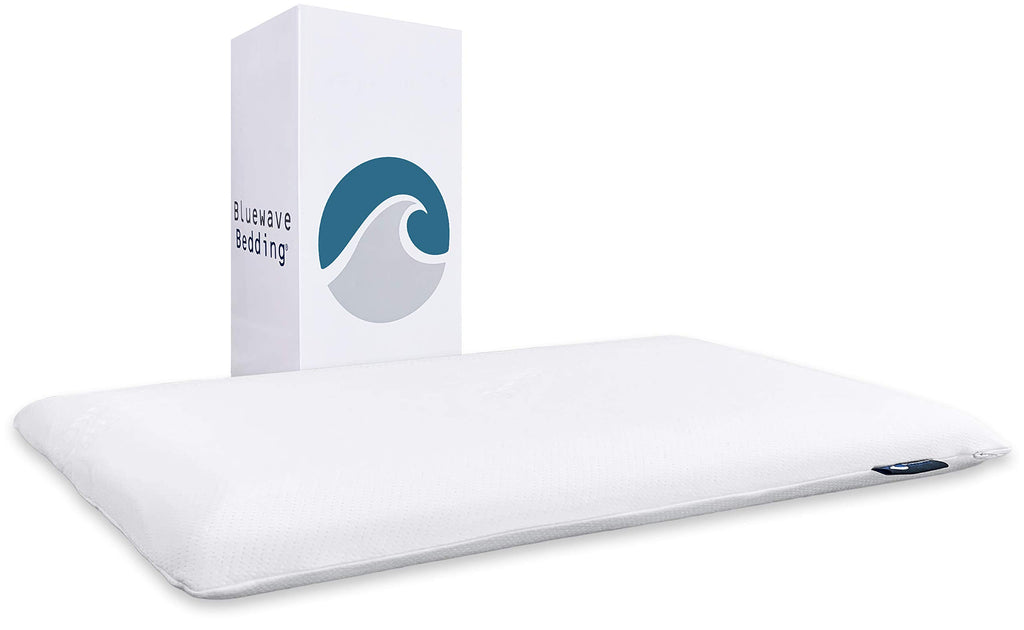 Bedding Ultra Slim Max Cool CarbonBlue Gel Memory Foam Pillow for Stomach and Back Sleepers