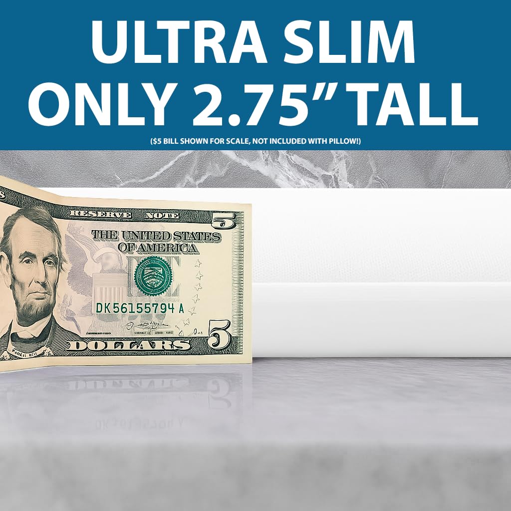 Bedding Ultra Slim Max Cool CarbonBlue Gel Memory Foam Pillow for Stomach and Back Sleepers