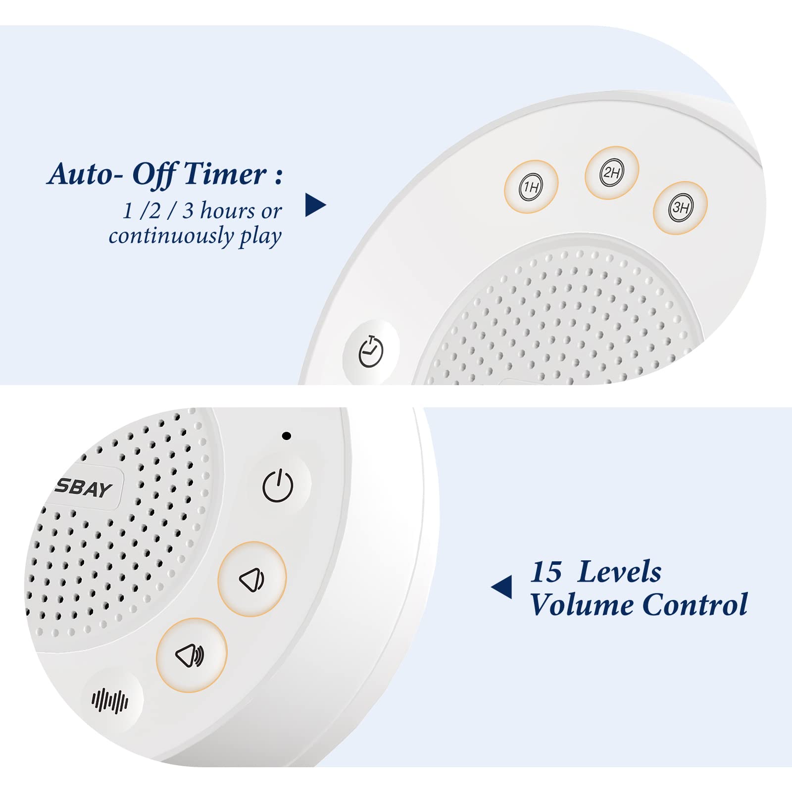 White Noise Machine with 31 Soothing Sounds, 5W Loud Stereo Sound, Auto-Off Timer, Adjustable Volume, Sleep Sound Machine