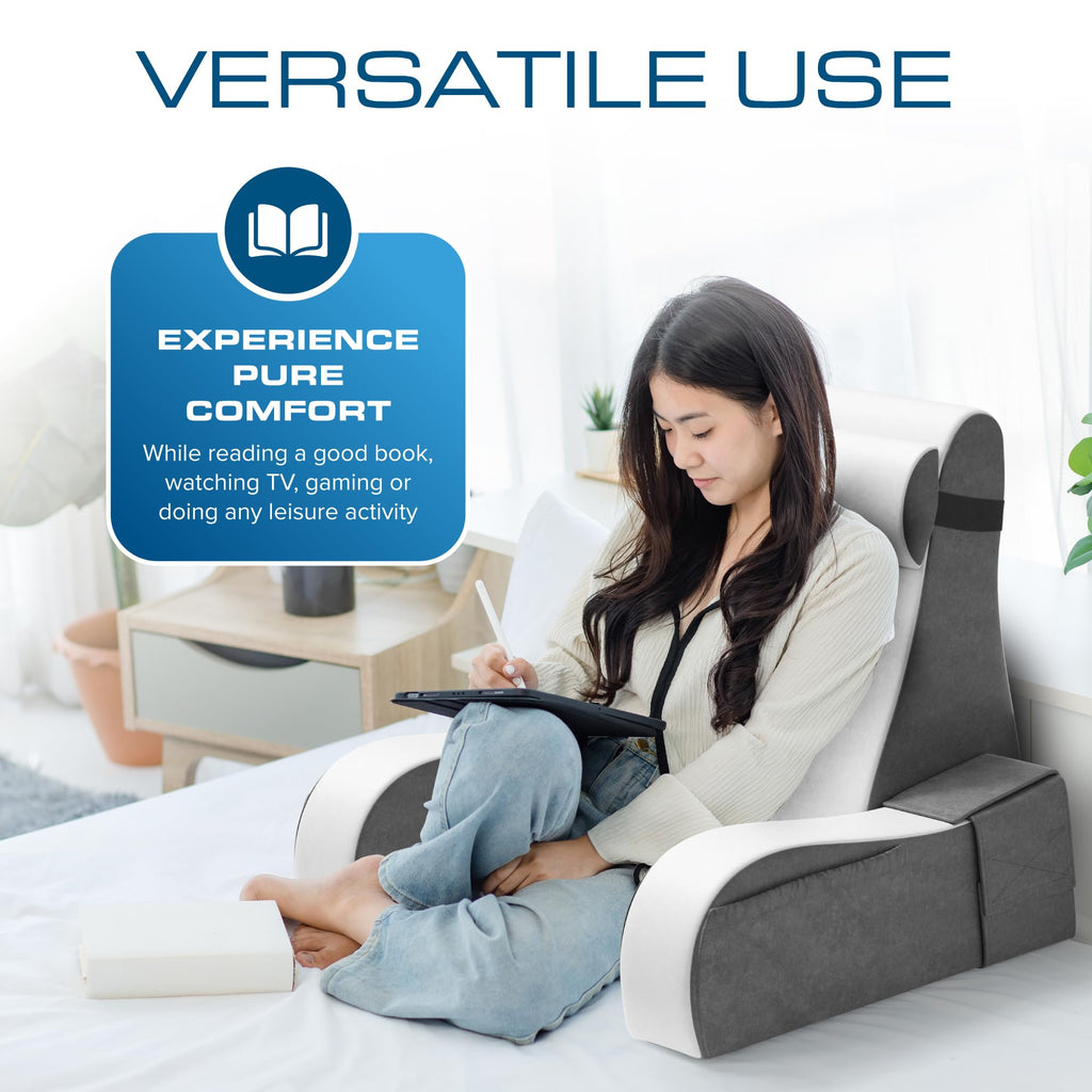 Kolbs Bed Wedge Pillow for Sleep Apnea, FSA Eligible Acid Reflux, and Back Pain Relief, with Chic Jacquard Cover - Headboard Wedges for Sleeping (Standard Width 7.5" Height)
