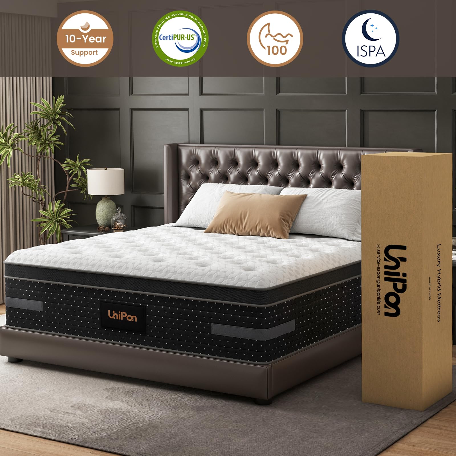 Firm Mattress, 14 Inch Hybrid Bed Mattresses for Back Pain Relief Extra Lumbar Support Motion Isolation