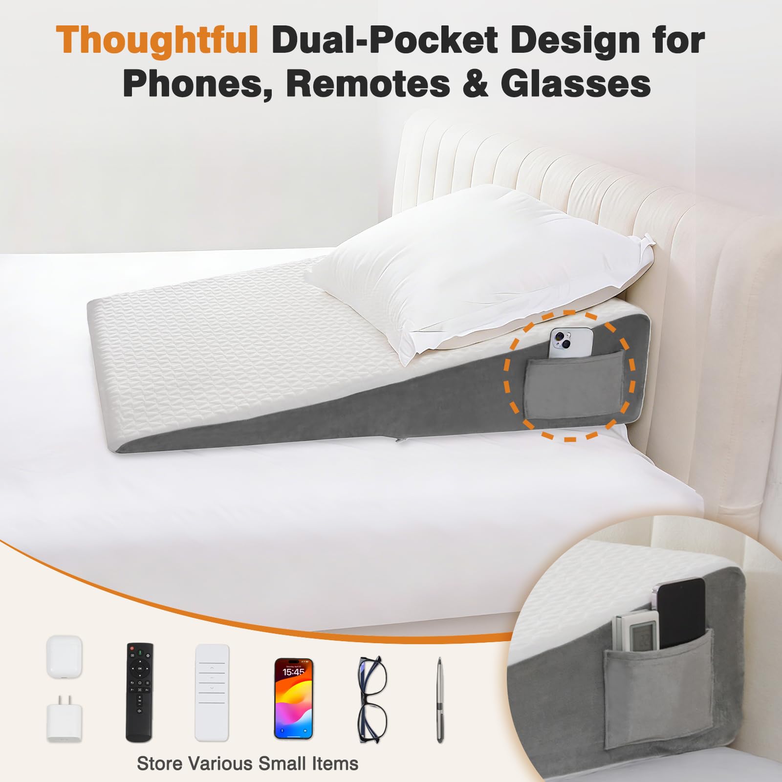 34" Extra-Long Wedge Pillow, Back & Arm Support, Bed Wedge