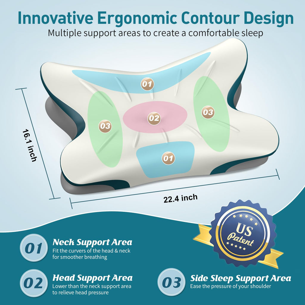 Cervical Pillow for Neck Pain Relief - Ergonomic Neck Pillow for Sleeping