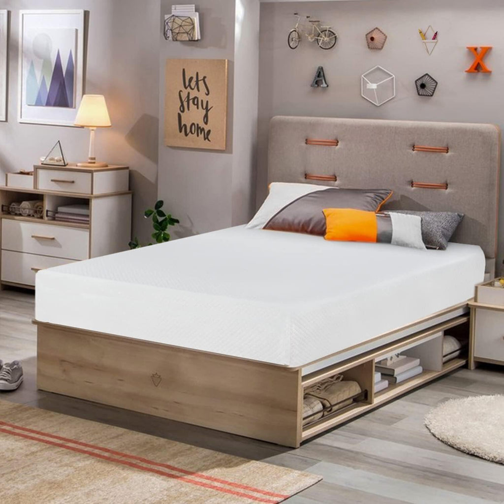 Gel Memory Foam Mattress | White | Bed in a Box,Pressure Relief, Cooling Ventilated Foam