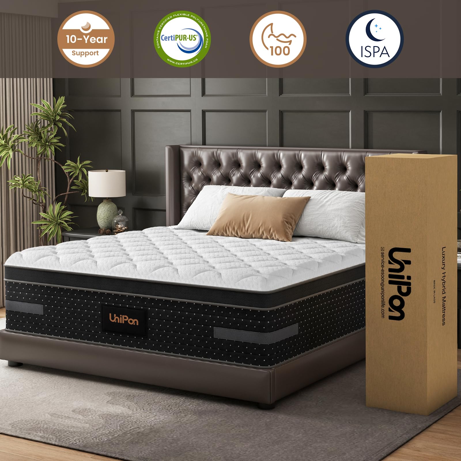 Firm Mattress, 14 Inch Hybrid Bed Mattresses for Back Pain Relief Extra Lumbar Support Motion Isolation