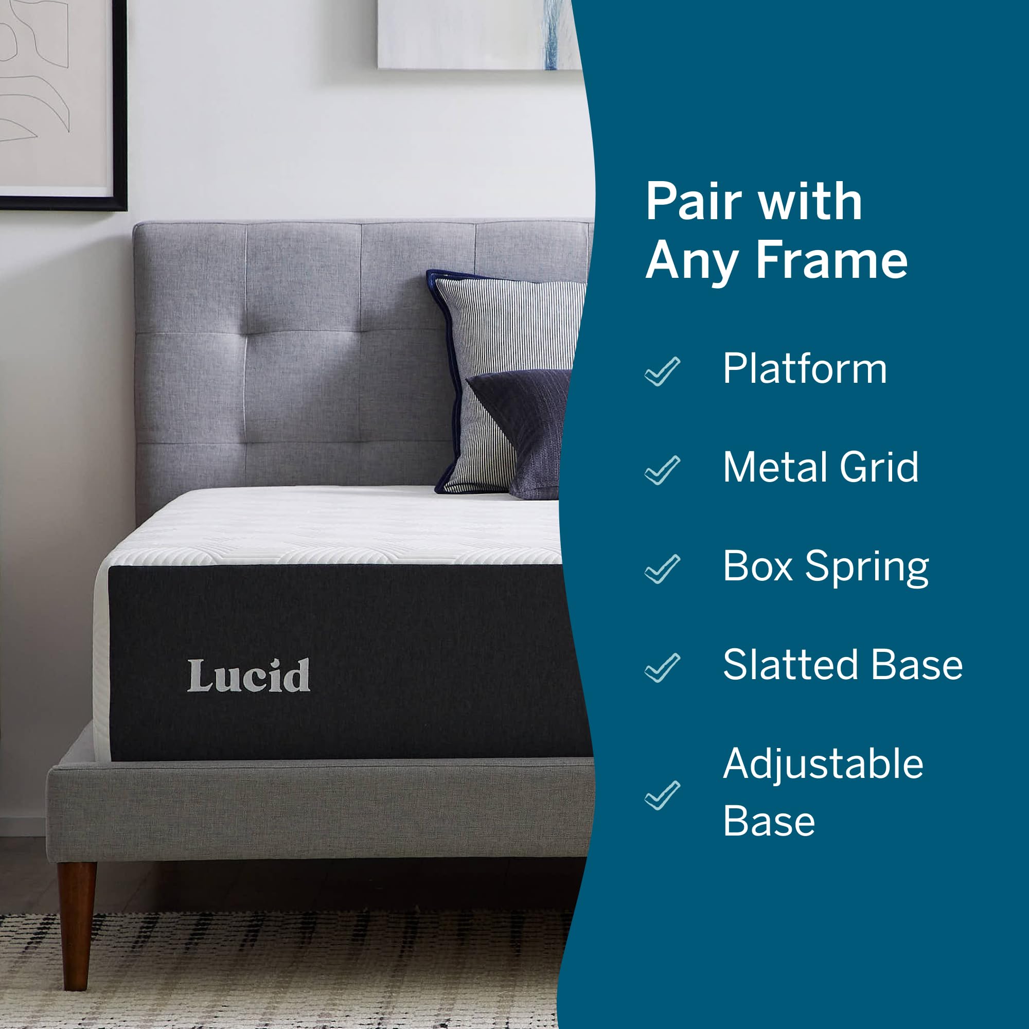 Lucid 8 Inch Memory Foam Mattress - Medium Firm Feel - Infused with Refreshing Bamboo Charcoal and Cooling Gel - Bed in a Box