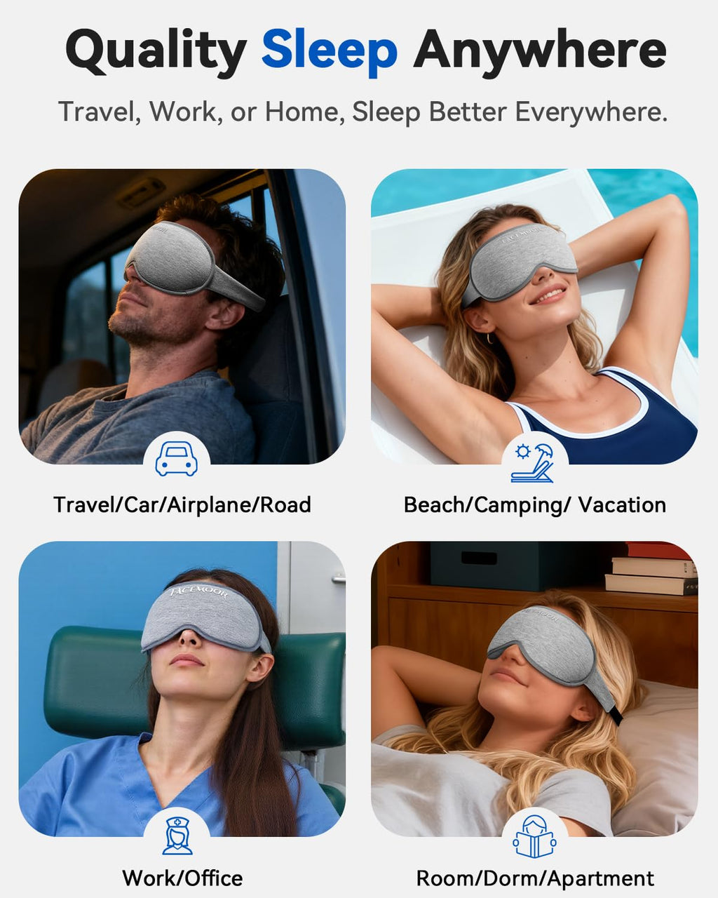 Weighted Eye Mask for Sleeping - 3D Blackout Sleep Mask for Women & Men