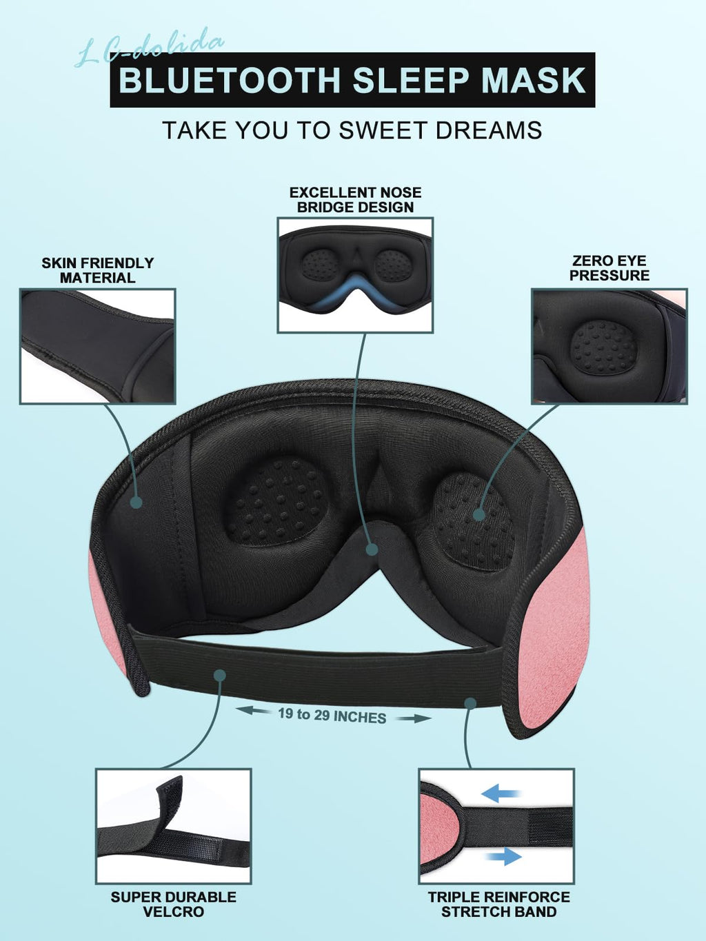 Sleep Headphones, 3D Sleep Mask Bluetooth Wireless Music Eye Mask