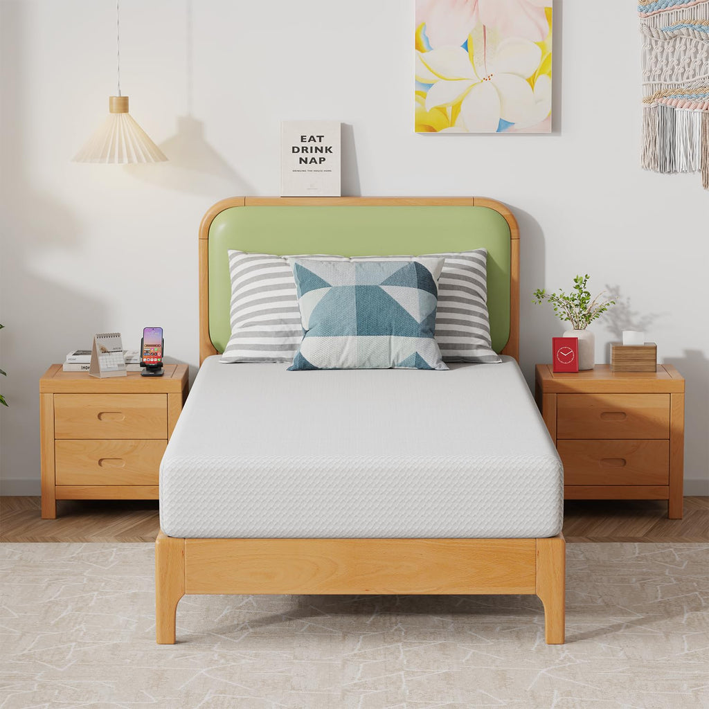 Gel Memory Foam Mattress | White | Bed in a Box,Pressure Relief, Cooling Ventilated Foam