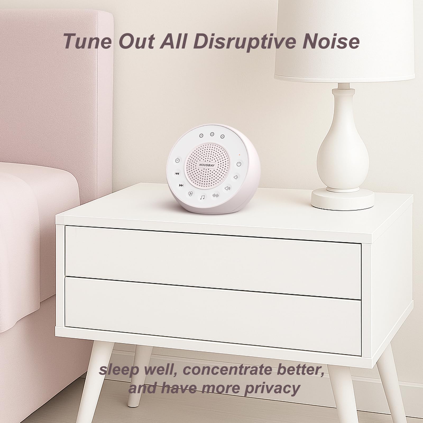 White Noise Machine with 31 Soothing Sounds, 5W Loud Stereo Sound, Auto-Off Timer, Adjustable Volume, Sleep Sound Machine