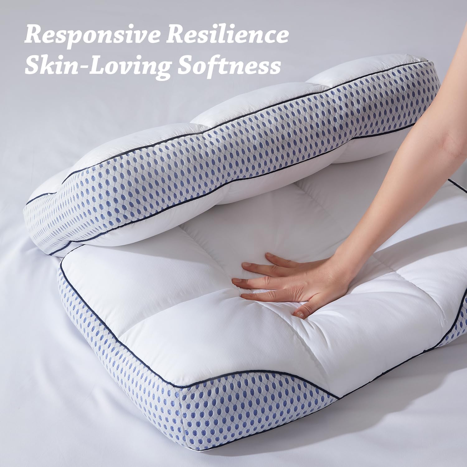 Glaciman Shredded Memory Foam Pillow for Side & Back Sleepers - Firm Ergonomic Pillow for Neck Pain Relief
