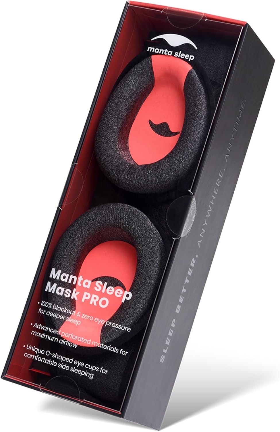 Manta Pro Sleep Mask - 100% Light Blocking Sleep Mask for Side Sleepers