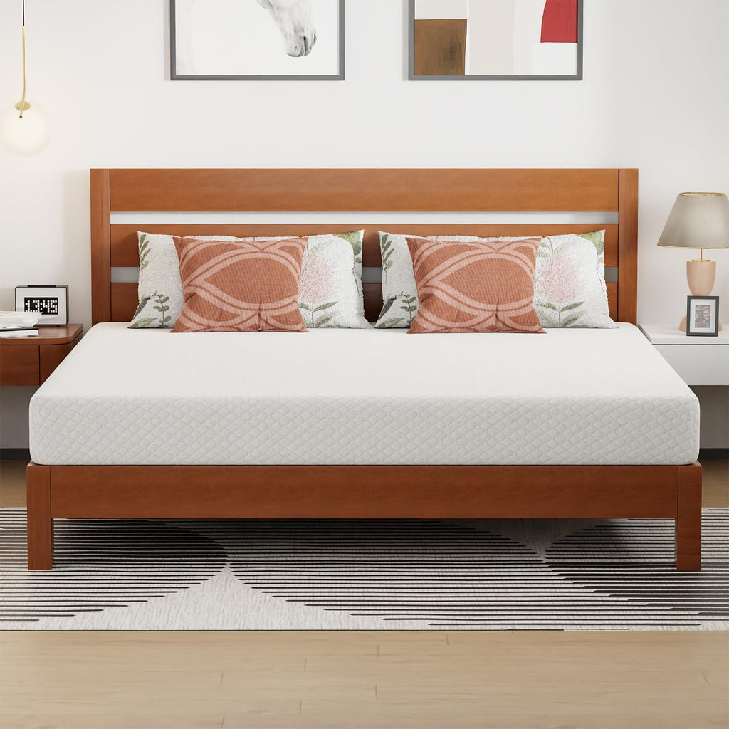 Gel Memory Foam Mattress | White | Bed in a Box,Pressure Relief, Cooling Ventilated Foam