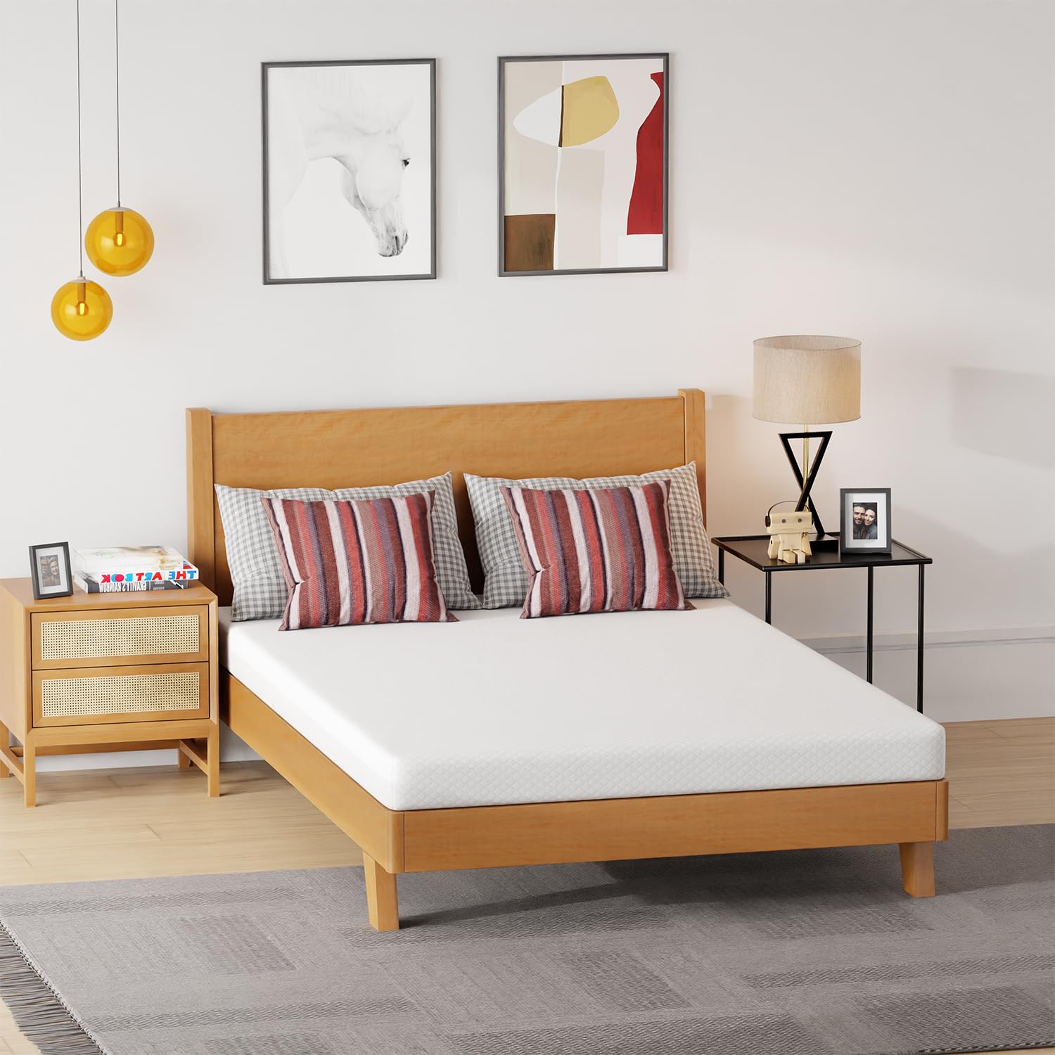Gel Memory Foam Mattress | White | Bed in a Box,Pressure Relief, Cooling Ventilated Foam