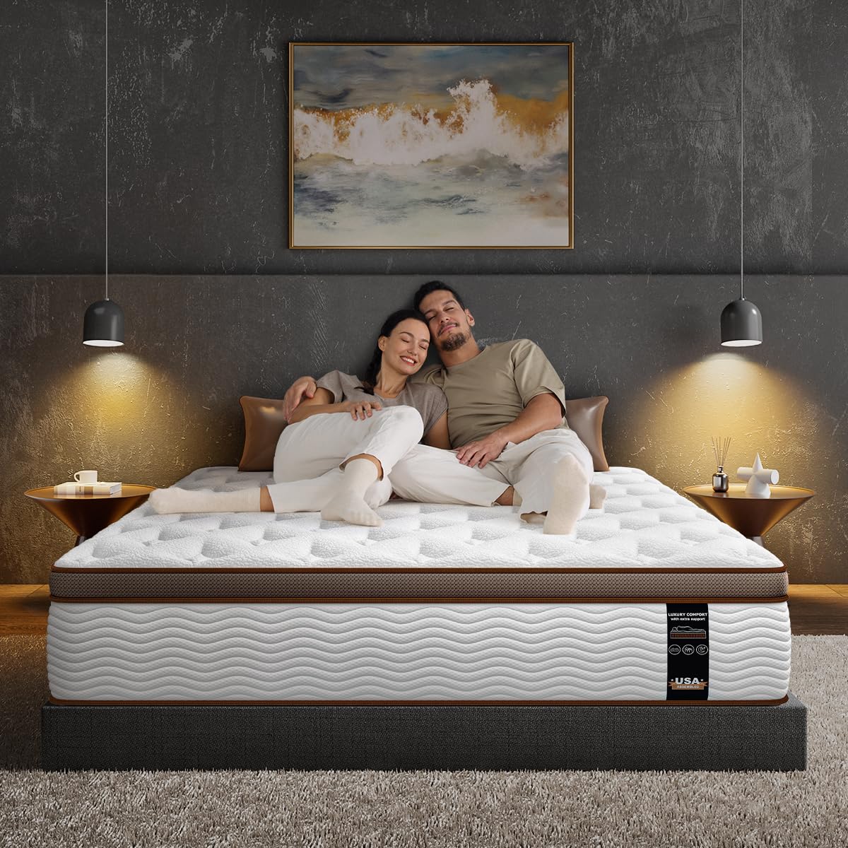 Queen Mattress 14 Inch - Firm Hybrid Mattress with Orthopedic Spinal Support for Back Pain