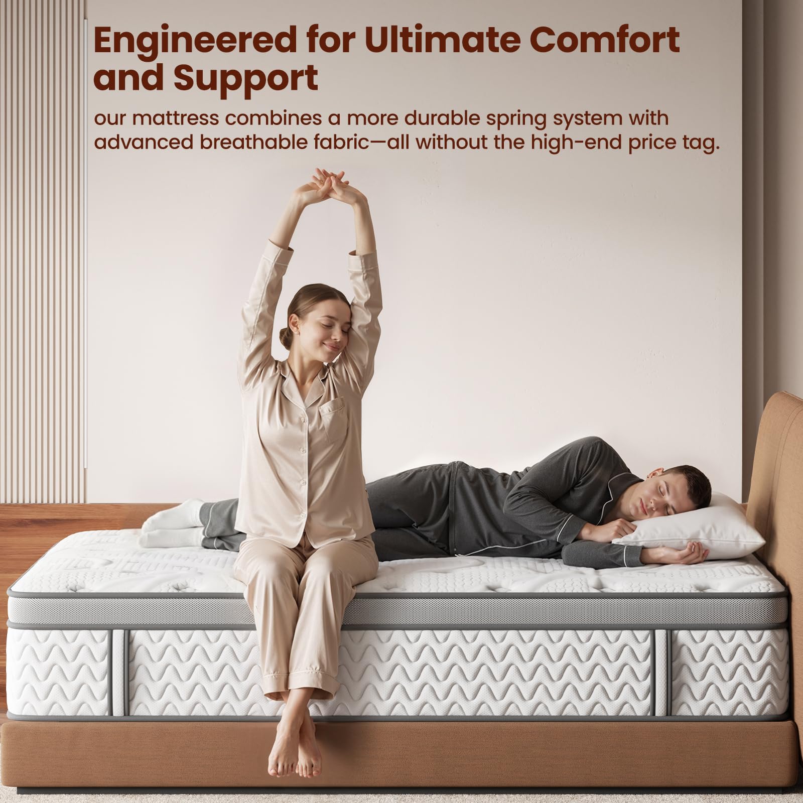 Mattress 12 Inch, 5-Zone Deep Sleep Firm Mattress with Extra Lumbar & Shoulder Support
