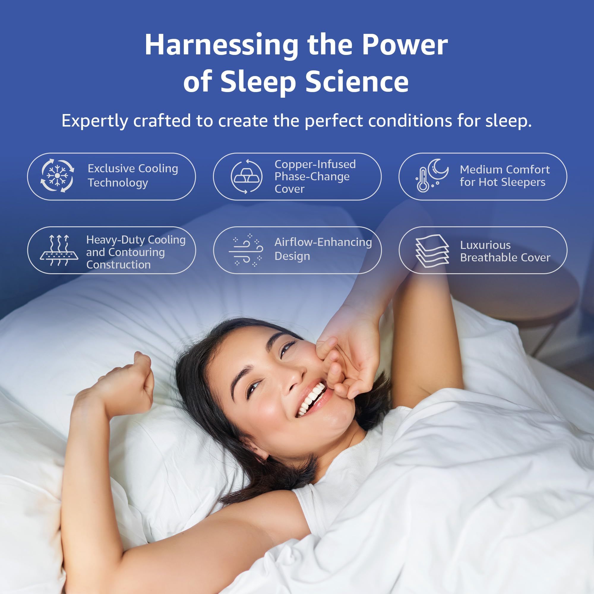 14-Inch King Mattress, Copper Smart Thermic Gel Cooling for Hot Sleepers & Back Pain Relief, Medium Firm Hybrid