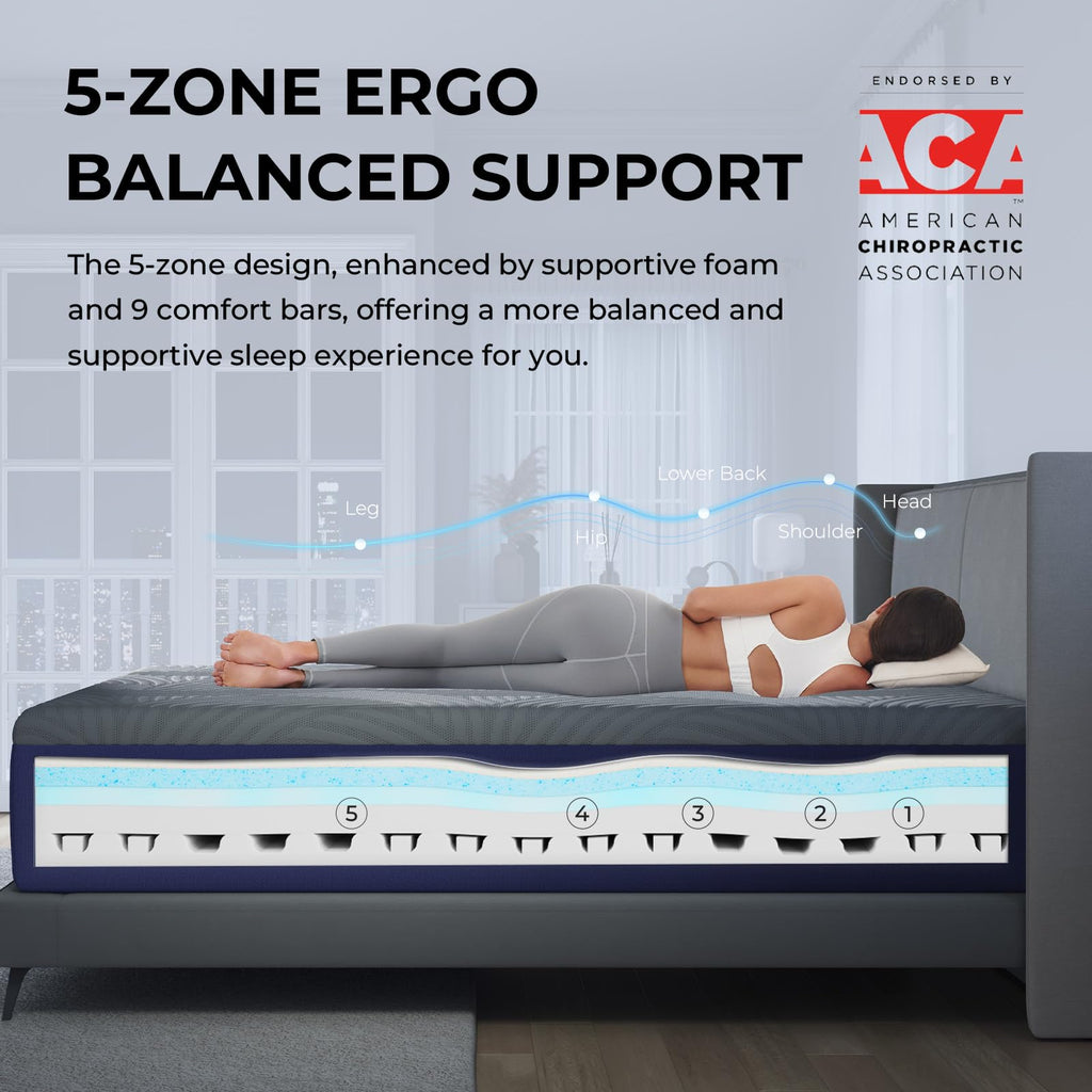 Queen Mattress, 14 inch Cooling Queen Size Memory Foam Mattress for Cool Night Sleep
