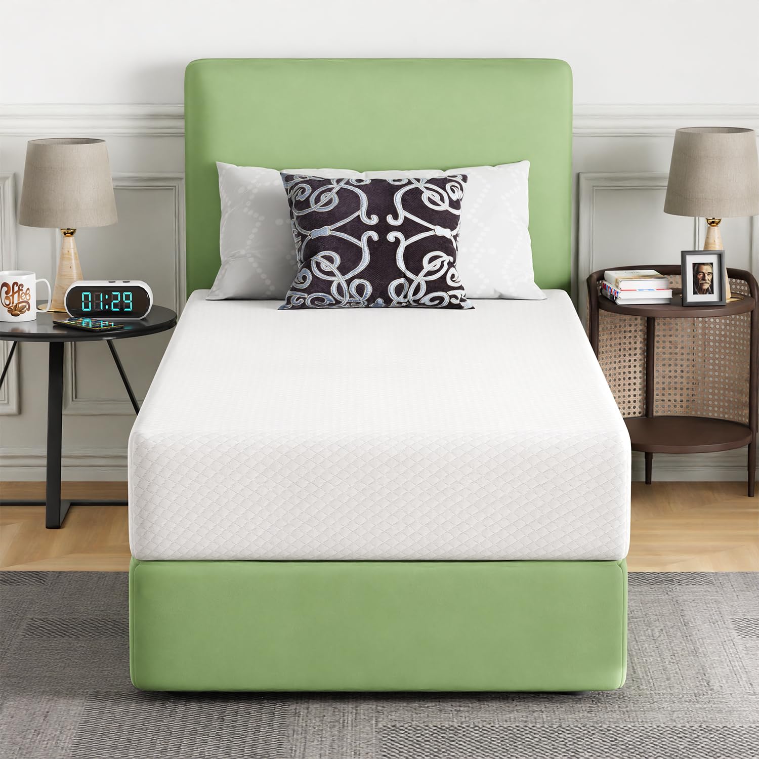 Gel Memory Foam Mattress | White | Bed in a Box,Pressure Relief, Cooling Ventilated Foam