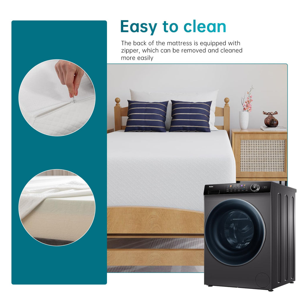 Gel Memory Foam Mattress | White | Bed in a Box,Pressure Relief, Cooling Ventilated Foam
