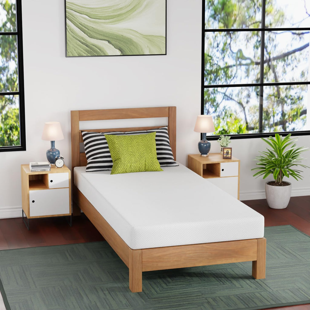 Gel Memory Foam Mattress | White | Bed in a Box,Pressure Relief, Cooling Ventilated Foam
