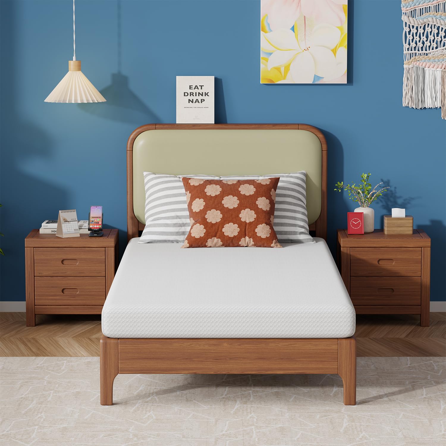 Gel Memory Foam Mattress | White | Bed in a Box,Pressure Relief, Cooling Ventilated Foam
