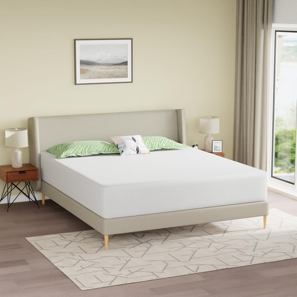 Gel Memory Foam Mattress | White | Bed in a Box,Pressure Relief, Cooling Ventilated Foam